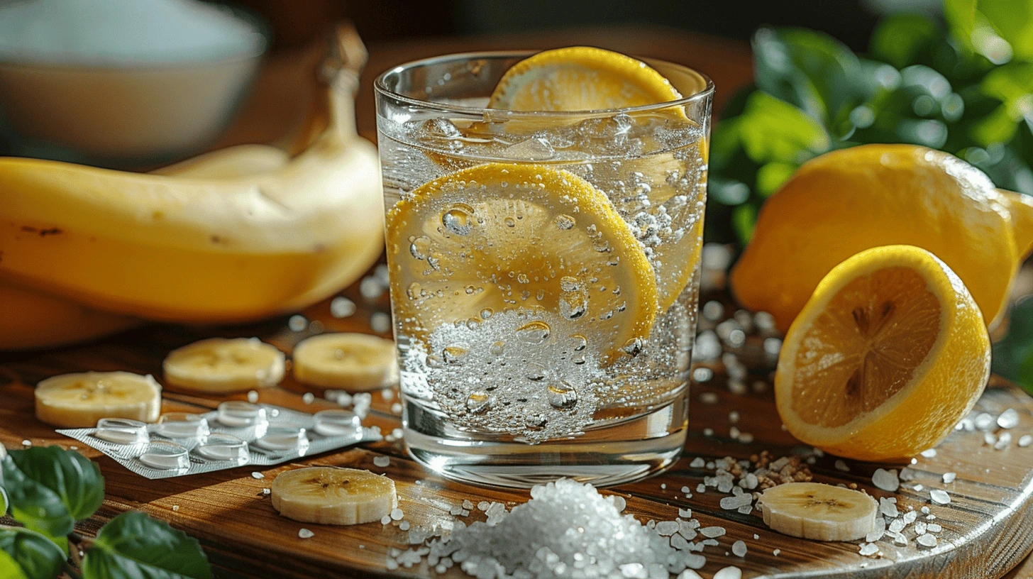Stiklinė vandens su citrina ir elektrolitų milteliais – hidratacijos ir energijos balansas